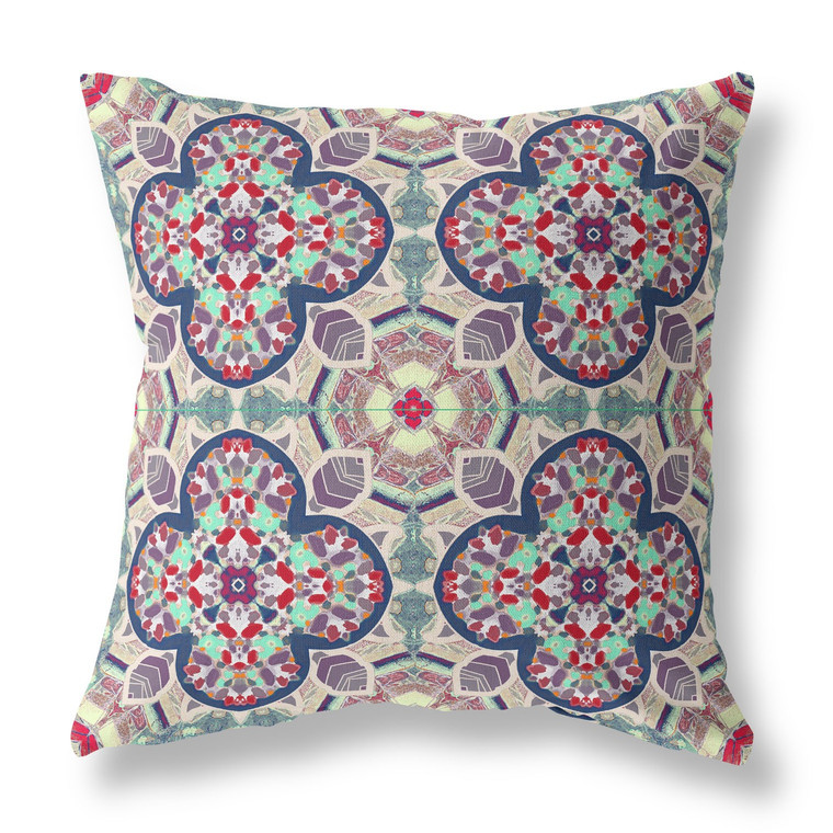 20" Mauve Blue Cloverleaf Indoor Outdoor Throw Pillow - 606114001386