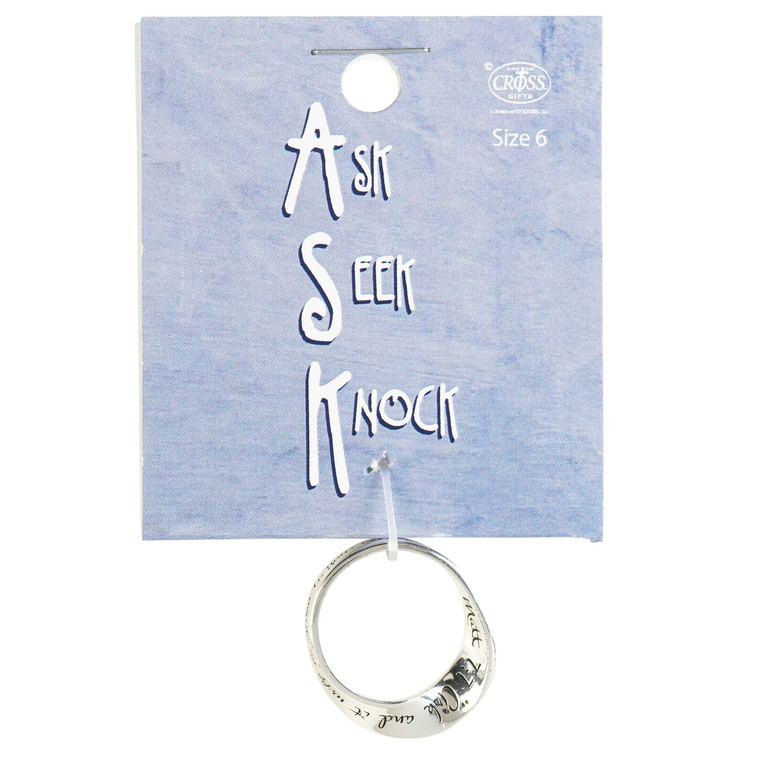 Wide Mobius Ring Matthew 7:7 Size 9