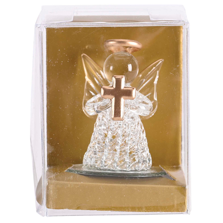 Ornament Angel Gold Cross Glass 3H