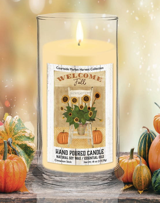 Courtside Market Fall Sunflower Chair Status Candle Glass