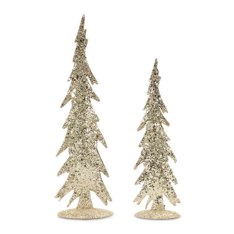 Gold Mosaic Glass Pine Tree