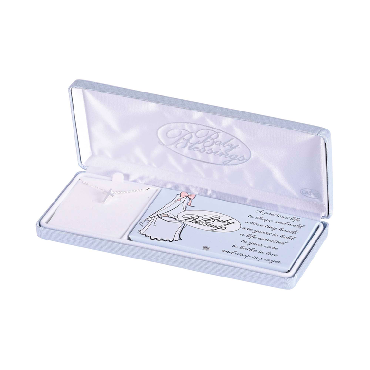 Necklace Baby Blessings Silver Cross-Boy