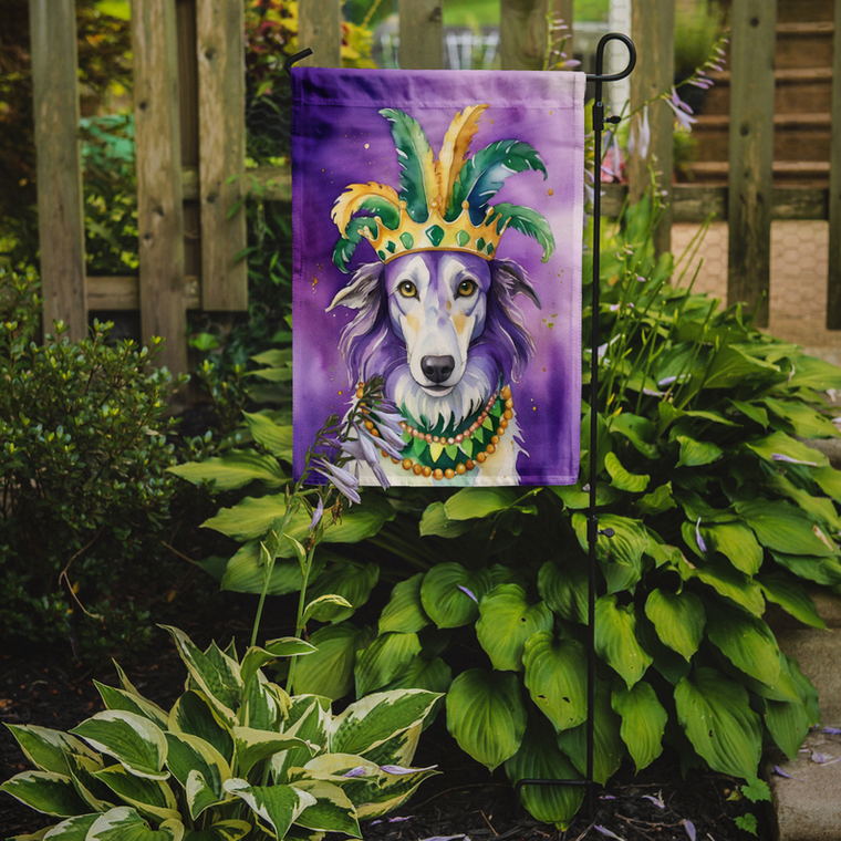 Borzoi King of Mardi Gras Garden Flag