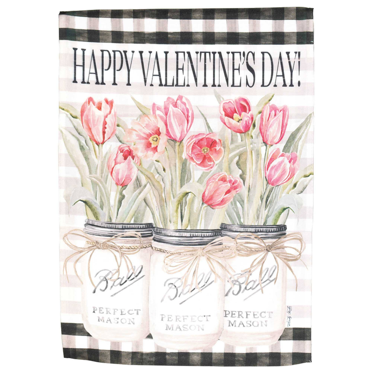 Flag Garden Happy Valentines Day Jars