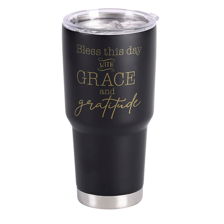 Tumbler Bless This Day Black 30 Oz