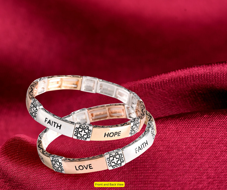 Bracelet Faith Hope Love Tile Stretch