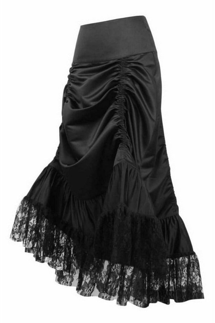 Satin & Lace Gothic Long Hi Low Bustle Skirt