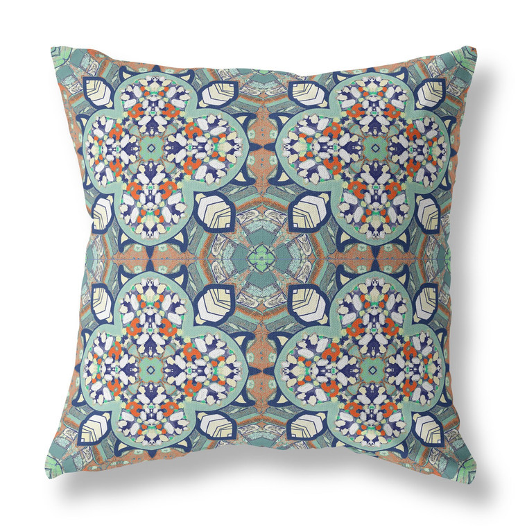 20” Green Orange Cloverleaf Indoor Outdoor Zippered Throw Pillow - 606114052333