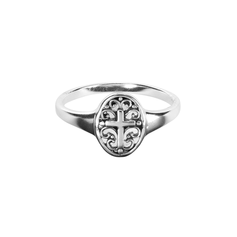 Ring Filigree Oval/Cross Size 6