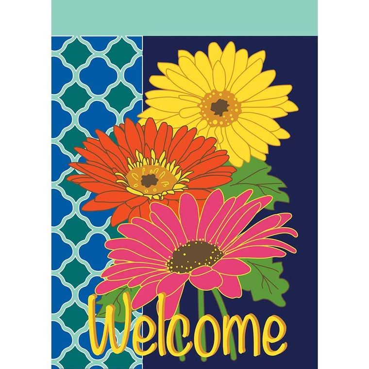 Garden Gerber Daisies- Welcome Flag