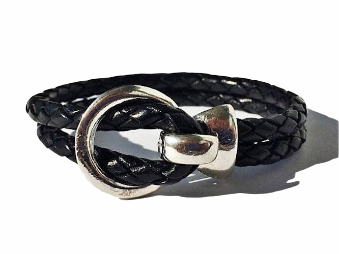 Smooth Leather with Brass/Silver Buckle Bracelet