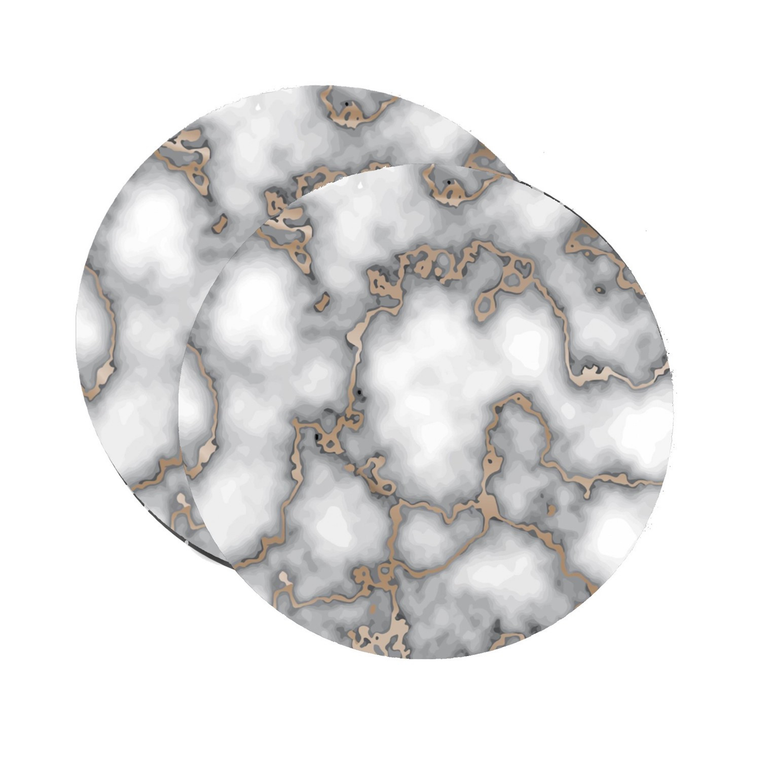 15" Set of Two Gold And Gray Abstract Round Placemats