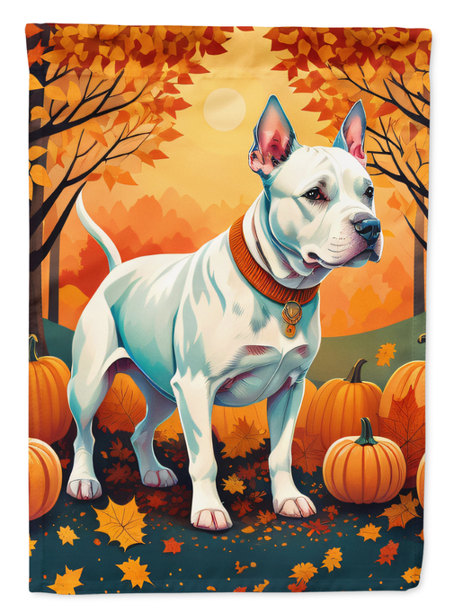White Pit Bull Terrier Fall House Flag