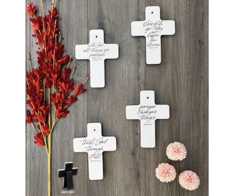 Tabletop Cross White With God All Things