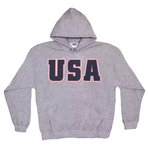 USA Flag Pullover/Hood Sweatshirt Grey