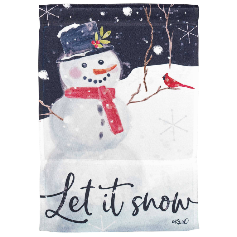 Snowman Let It Snow Flag Poly 