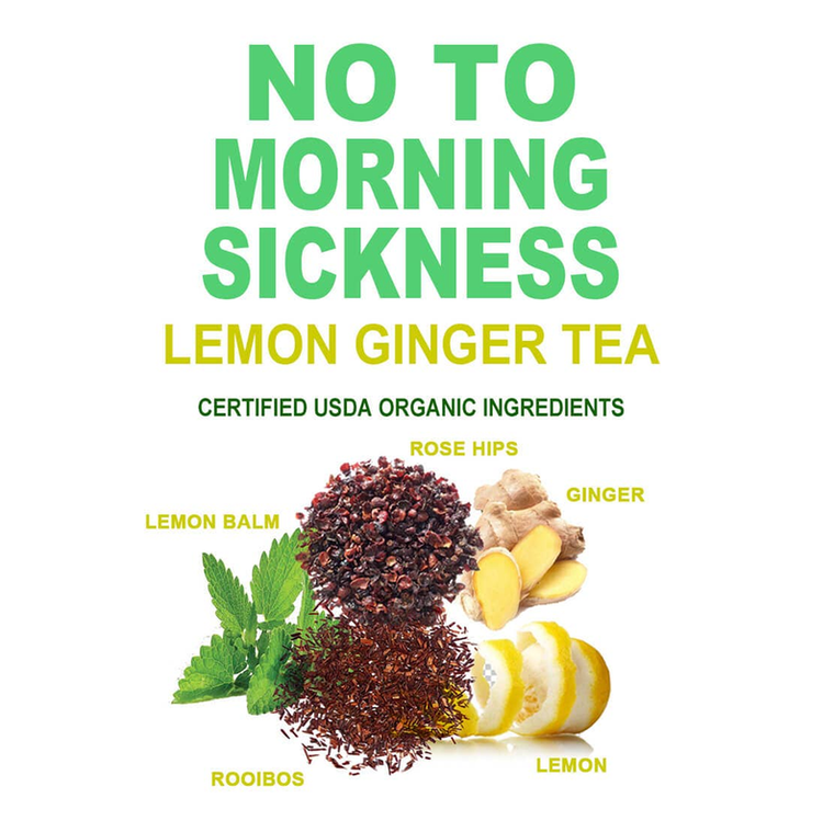No To Morning Sickness Lemon Ginger Tea-USDA Organic-40 Serv