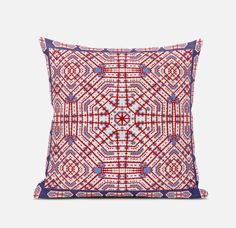 18" X 18" Red And Blue Blown Seam Geometric Indoor Outdoor Throw Pillow - 606114672593