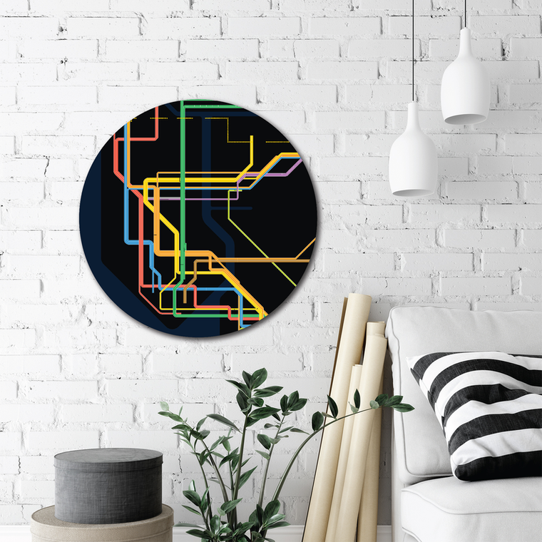 Courtside Market Subway Graphic-Abstract Line Circular Wood Decor