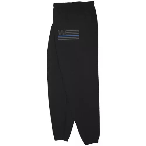 USA Flag/Thin Blue Line Mens Sweatpant Black