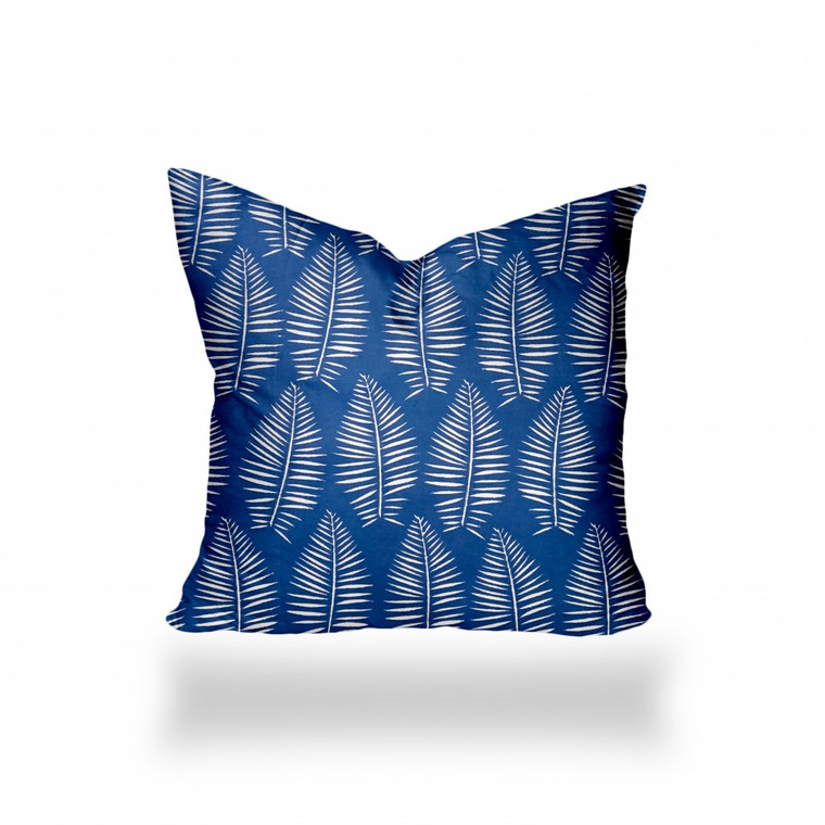 22" X 22" Blue And White Blown Seam Tropical Throw Indoor Outdoor Pillow - 606114097518