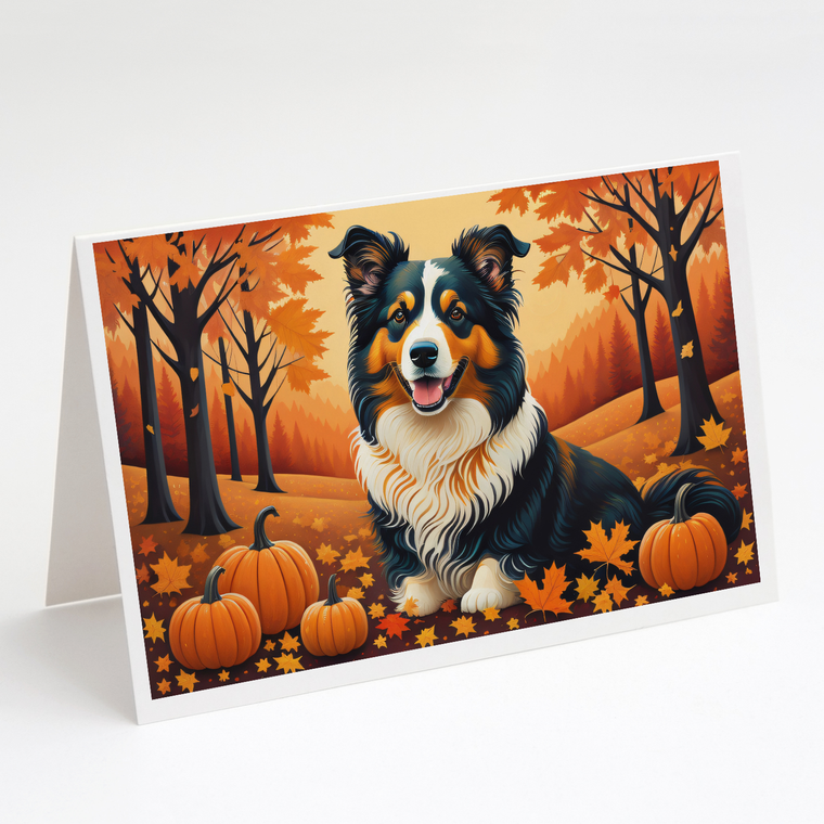 Collie Fall Greeting Cards Pack of 8