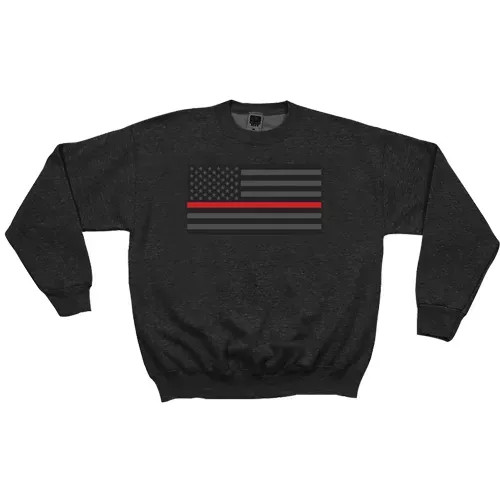 USA Flag/Thin Red Line Crewneck Sweatshirt Black