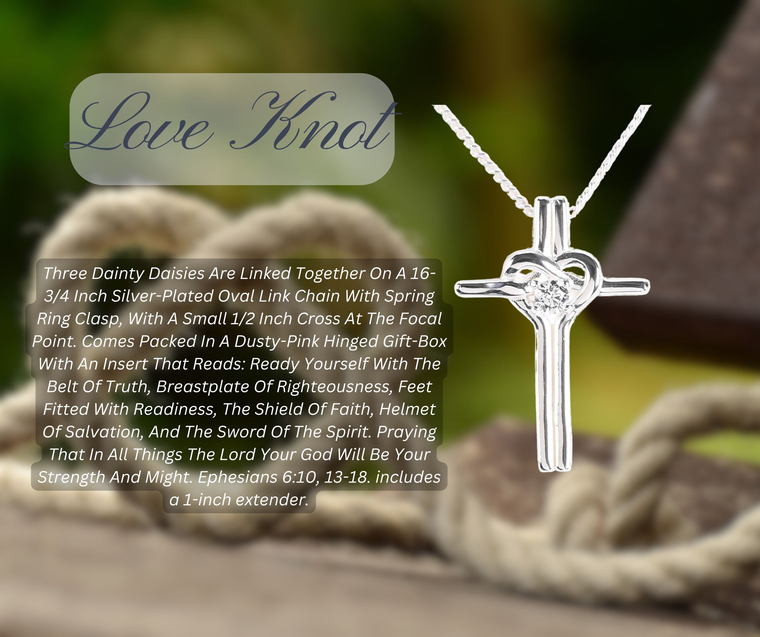 Necklace Love Knot Heart Cross 18Long