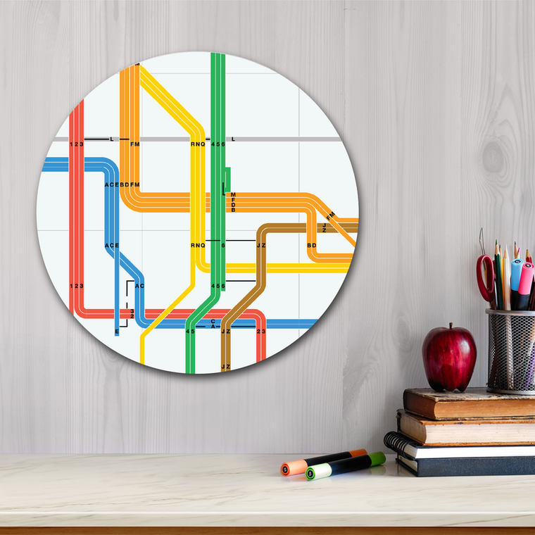 Courtside Market Subway Graphic-Primary Line Circular Wood Decor