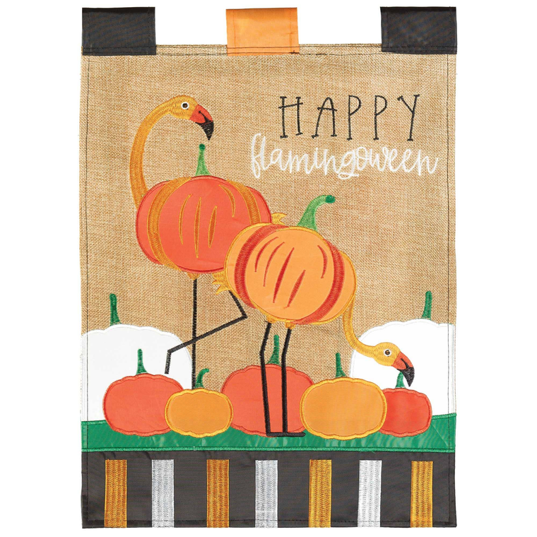 Happy Flamingoween Burlap Garden