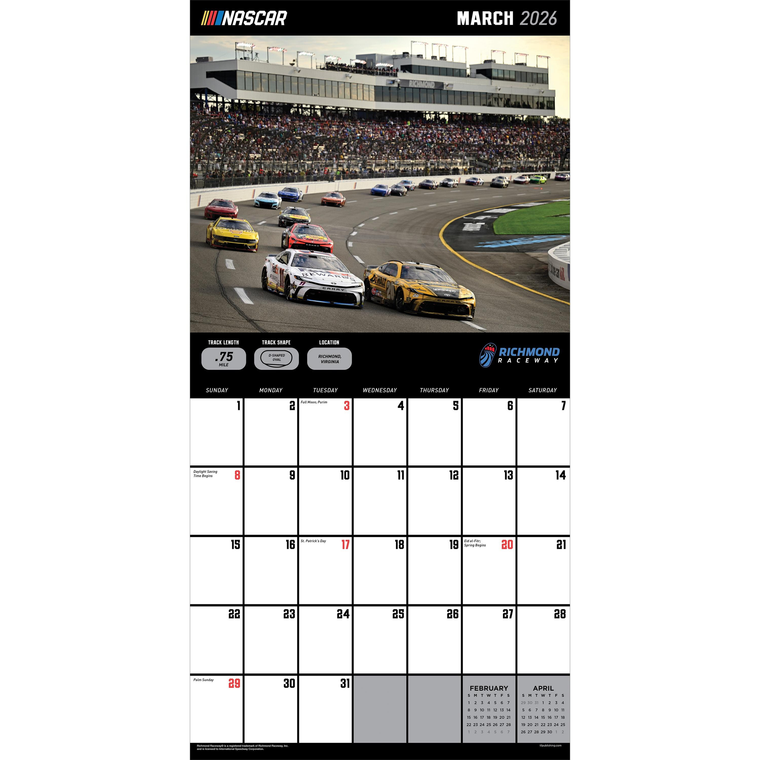 2026 Nascar Tracks Wall Calendar
