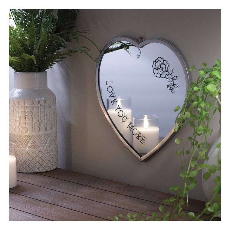Heart Mirror Love You More Silver