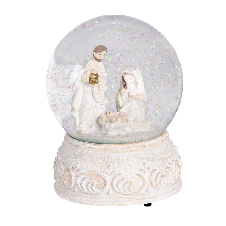 Waterglobe Musical Silent Night White