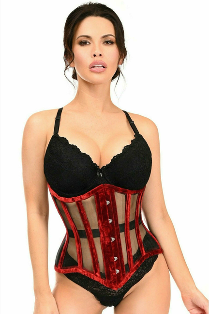 Top Drawer Crushed Velvet Steel Boned Waist Cincher Corset