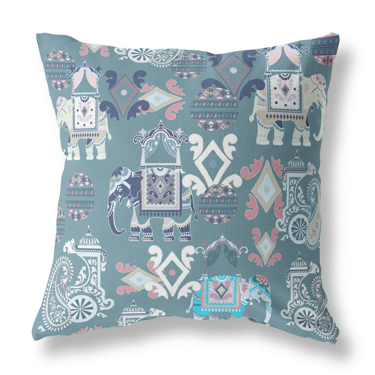 26" Gray White Tribal Indoor Outdoor Zip Throw Pillow - 808230191969