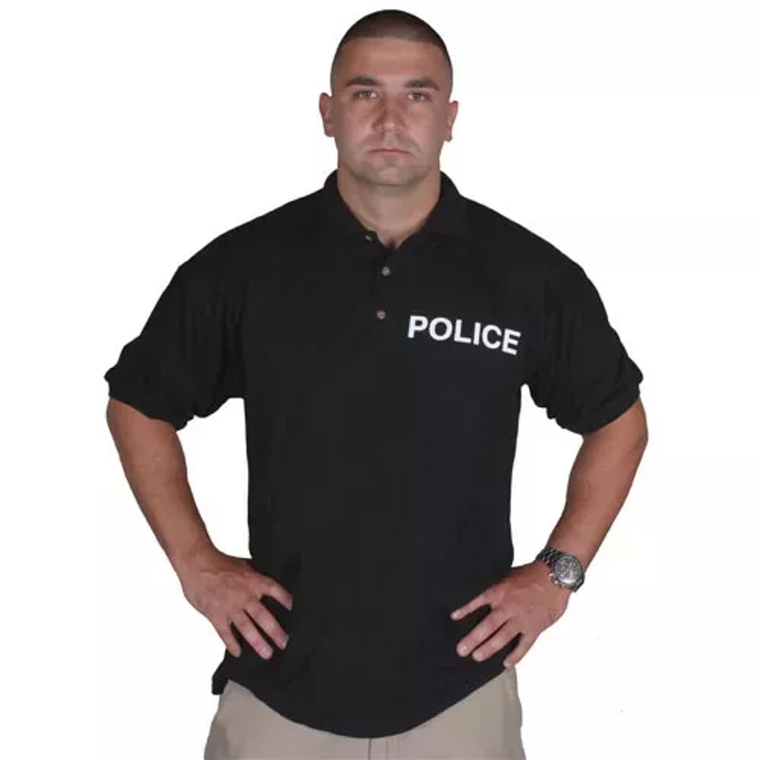 Pique Polo Shirt Police , Black 2 Imprints