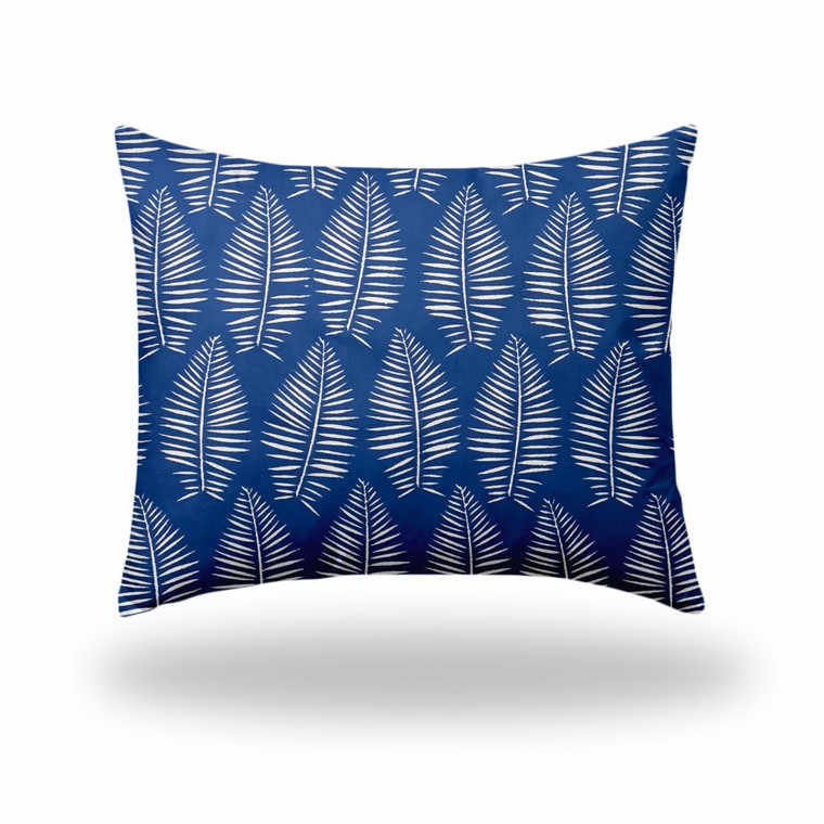 22" X 26" Blue And White Zippered Tropical Lumbar Indoor Outdoor Pillow Cover - 606114097129