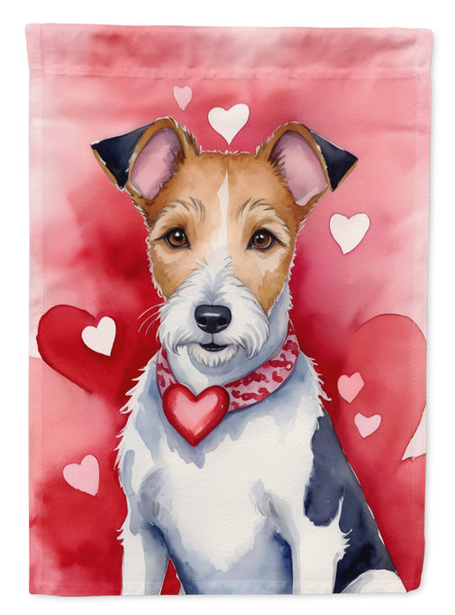 Fox Terrier My Valentine Garden Flag