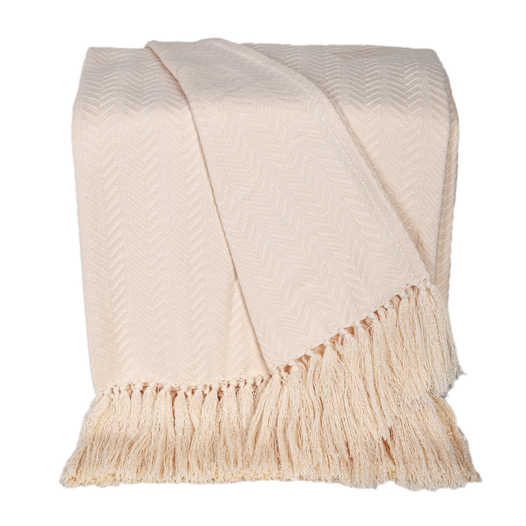 Premium Color Cotton Throw for Sofa and Living Space with Tassels