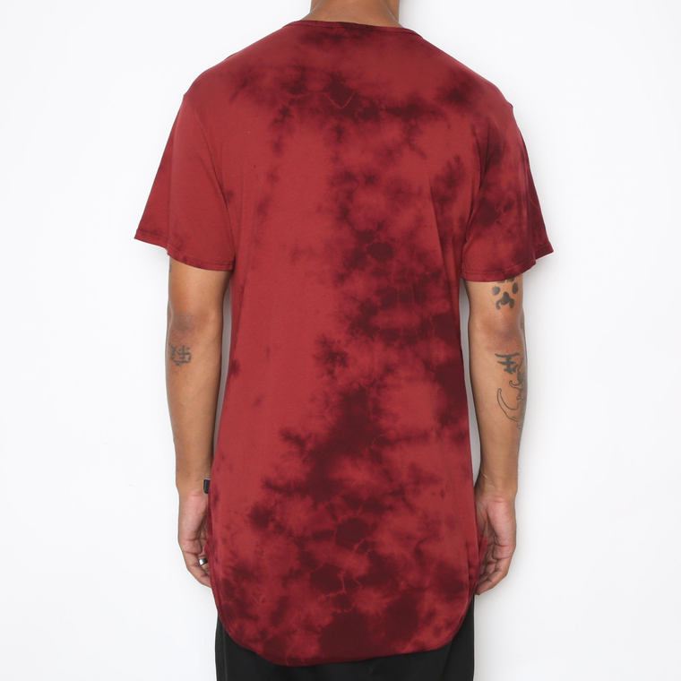 TYE DYE SCALLOP TEE- MAROON