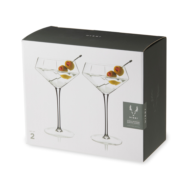 Seneca Diamond Martini Glasses by Viski