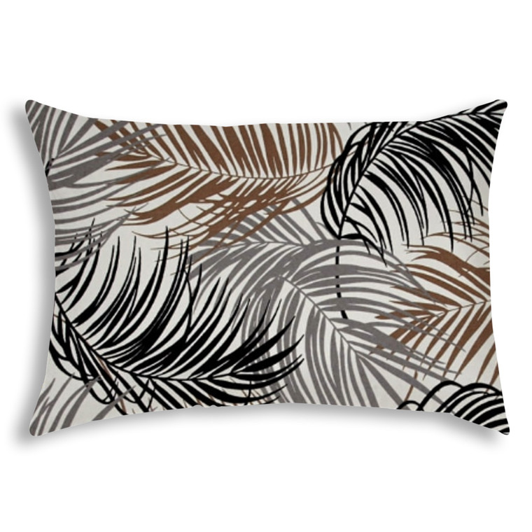 14" X 20" Brown And Black Blown Seam Tropical Lumbar Indoor Outdoor Pillow - 606114090267