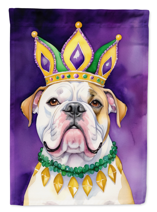 American Bulldog King of Mardi Gras Garden Flag
