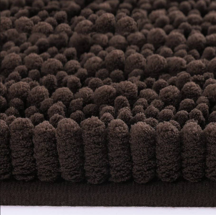 2 Piece Set Beige Cozy Plush Soft Chenille Bath Mat