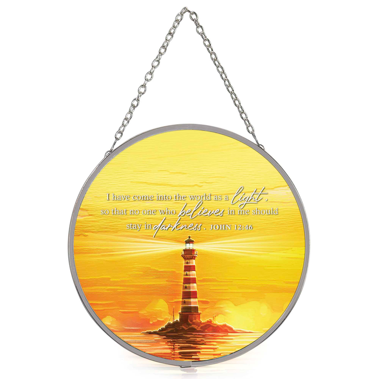 Suncatcher Lighthouse John 12:46 6in