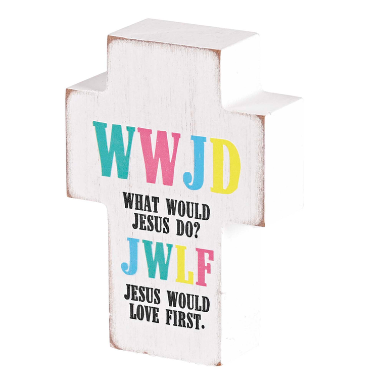Tabletop Plaque Cross WWJD Jesus