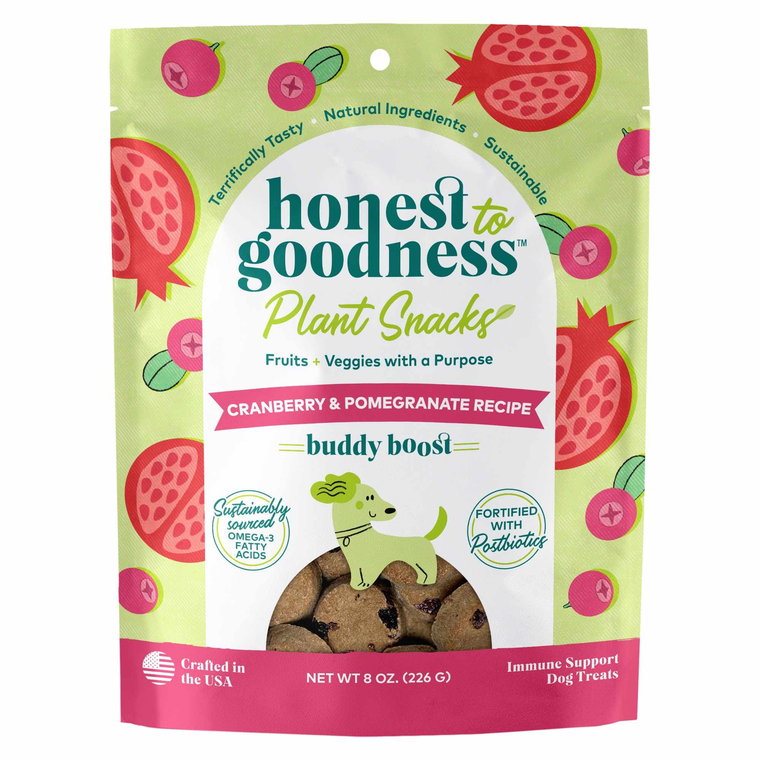 Honest To Goodness Plant Snacks Buddy Boost Cranberry & Pomegranate Recipe Dog Treats 8oz
