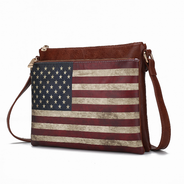 Madeline Printed Flag Vegan Leather Women's Crossbody Bag