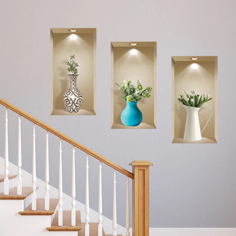 Set of Three Asa Faux Niche 3D Peel and Stick Wall Decals
