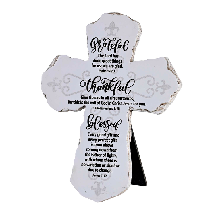 Tabletop Cross Grateful Thankful 7H